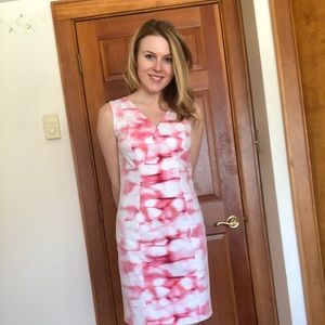 Pink and white watercolor sheath dress.